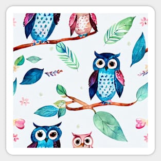 Watercolor owl pattern Sticker